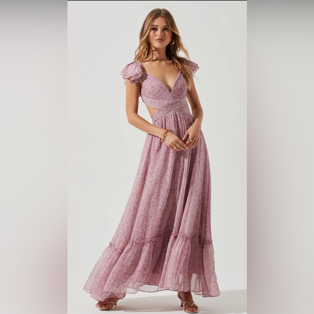 ASTR The Label Primrose Floral Strappy Back Maxi Dress - Dark fuchsia multi / XL